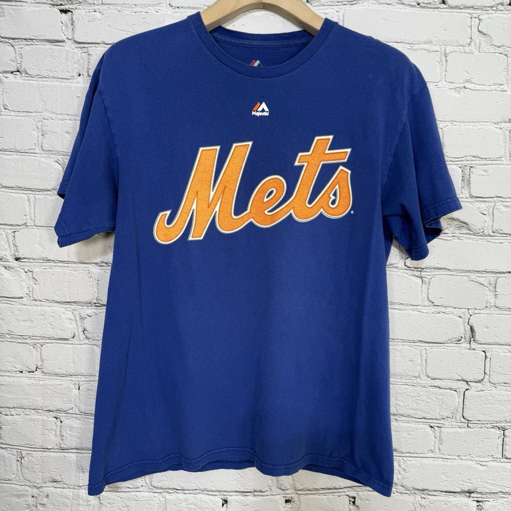New York Mets Majestic‎ Curtis Granderson #3 Men's L Jersey T-Shirt Blue